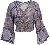 GURU SHOP Kurztop, Boho Blusentop, Wickeltop, Wickelbluse - Flieder, Damen, Synthetisch