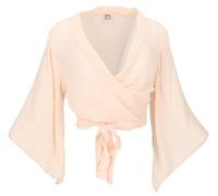 GURU SHOP Kurztop, Boho Blusentop, Wickeltop, Wickelbluse mit Trompetenärmeln - Apricot, Damen, Synthetisch, Size:M