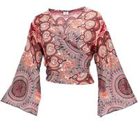 GURU SHOP Kurztop, Boho Blusentop, Wickeltop, Wickelbluse - Rostrot, Damen, Synthetisch