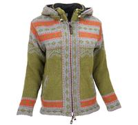 GURU SHOP Kuschelige gefütterte Strickjacke, Wolljacke | Mit Fleece gefüttert, Kapuze abnehmbar, feuchtigkeitsabweisend, geräumige Taschen, handgefertigt in Nepal