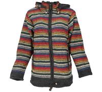 GURU SHOP Kuschelige gefütterte Unisex Strickjacke, gestreifte Wolljacke, Modell 34, S