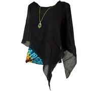 GURU SHOP Lagenlook Poncho, Leichter Poncho, Pixi Poncho - Schwarz, Damen, Baumwolle