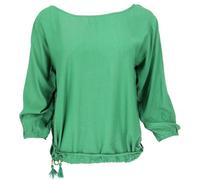 GURU SHOP Langarm Boho Blusentop mit Kordelband - Smaragdgrün, Damen, Size:S