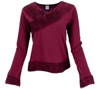 GURU SHOP Langarmshirt Boho-chic, Mantra Shirt - Bordeauxrot, Damen, Baumwolle, Size:M