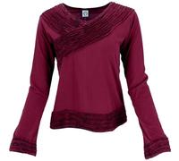 GURU SHOP Langarmshirt Boho-chic, Mantra Shirt - Bordeauxrot, Damen, Size:M