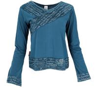 GURU SHOP Langarmshirt Boho-chic, Mantra Shirt - Petrol, Damen, Size:M