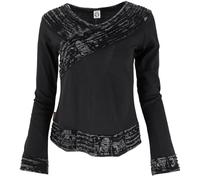 GURU SHOP Langarmshirt Boho-chic, Mantra Shirt - Schwarz, Damen, Size:M