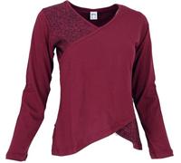 GURU SHOP Langarmshirt Boho-chic - Weinrot, Damen, Size:M