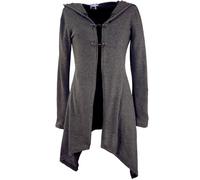 GURU SHOP Lange Strickjacke, Strickmantel mit Kapuze, Damenmode | Legere Passform, Baumwolle, Daumenloch, übergroße Kapuze, angenehm zu tragen
