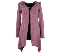 GURU SHOP Lange Strickjacke, Strickmantel mit Weiter Kapuze - Altrosa, Damen, Size:M/L