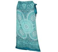 GURU SHOP Langer Wickelrock, Strandrock, Sommerrock - Petrol, Damen, Synthetisch