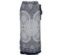 GURU SHOP Langer Wickelrock, Strandrock, Sommerrock - Schwarz/grau, Damen, Synthetisch