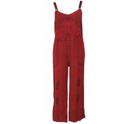 GURU SHOP Latzhose, Boho Hose, bestickter Overall aus Viskose, Damen, rot