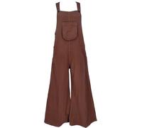 GURU SHOP Latzhose mit Weiten Hosenbeinen, Ethno Style, Boho Schlaghose - Braun, Damen, Size:L