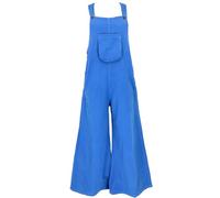 GURU SHOP Latzhose mit Weiten Hosenbeinen, Ethno Style, Boho Schlaghose - Kornblumenblau, Damen, Size:M