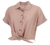 GURU SHOP Leichte Baumwoll Bluse, Sommerbluse zum Binden - Cappuccino, Damen, Baumwolle, Size:M