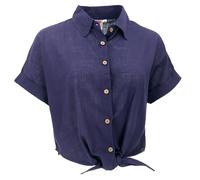 GURU SHOP Leichte Baumwoll Bluse, Sommerbluse zum Binden - Dunkelblau, Damen, Baumwolle, Size:S