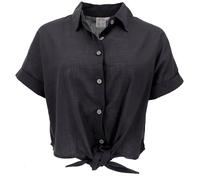 GURU SHOP Leichte Baumwoll Bluse, Sommerbluse zum Binden - Schwarz, Damen, Baumwolle, Size:S