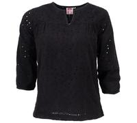 GURU SHOP Leichte Baumwollbluse, Bestickte Boho Schlupfbluse mit V-Ausschnitt - Schwarz, Damen, Baumwolle, Size:L