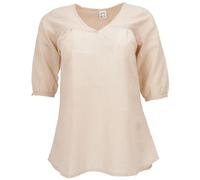 GURU SHOP Leichte Baumwollbluse, Gestreifte Boho Schlupfbluse mit V-Ausschnitt - Weiß/beige, Damen, Baumwolle, Size:M