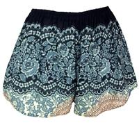 GURU SHOP Leichte Pantys, Print Shorts - Schwarz, Damen