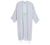 GURU SHOP Leichter Kaftan, Besticktes Offenes Strandkleid, Ibiza Kimono - Rauchgrau, Damen