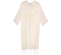 GURU SHOP Leichter Kaftan, Besticktes Offenes Strandkleid, Ibiza Kimono - Vanille, Damen