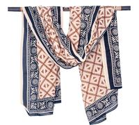GURU SHOP Leichter Pareo Schal, Sarong, Handbedrucktes Baumwolltuch - Farb Kombination 16, Herren/Damen, 190x120 cm