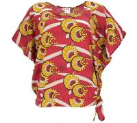 GURU SHOP Lockere Sommerbluse mit Afrikanischem Druck, Luftige Viskosebluse Boho Bluse - Berry, Damen