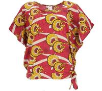 GURU SHOP Lockere Sommerbluse mit Afrikanischem Druck, Luftige Viskosebluse Boho Bluse - Berry, Damen, Synthetisch