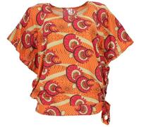 GURU SHOP Lockere Sommerbluse mit Afrikanischem Druck, Luftige Viskosebluse Boho Bluse - Orange, Damen