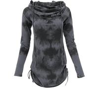 GURU SHOP Longshirt, Minikleid mit Weiter Schalkapuze - Grau/Batik, Damen, Size:M