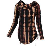 GURU SHOP Longshirt, Minikleid mit Weiter Schalkapuze - Schwarz/Batik, Damen, Baumwolle, Size:S