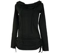 GURU SHOP Longshirt, Minikleid mit Weiter Schalkapuze - Schwarz, Damen, Size:L