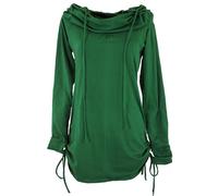 GURU SHOP Longshirt, Minikleid mit Weiter Schalkapuze - Smaragdgrün, Damen, Baumwolle, Size:S