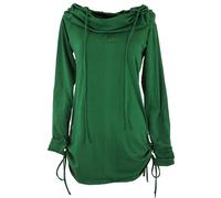 GURU SHOP Longshirt, Minikleid mit Weiter Schalkapuze - Smaragdgrün, Damen, Size:S