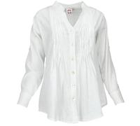 GURU SHOP Luftige Boho Baumwollbluse, Oversize Hemdbluse, Langarm Maxibluse - Weiß, Damen, Size:S