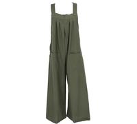GURU SHOP Luftige Latzhose, Ethno Style Boho Oversize Einteiler, Overall - Olivgrün, Damen, Size:S/M