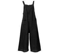 GURU SHOP Luftige Latzhose, Ethno Style Boho Oversize Einteiler, Overall - Schwarz, Damen, Size:L/XL