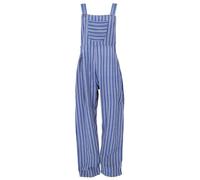 GURU SHOP Luftige Latzhose, Gestreifter Ethno Style Boho Oversize Einteiler, Sommer Overall - Blau, Damen, Baumwolle, Size:M