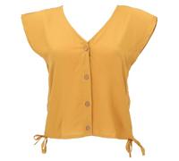 GURU SHOP Luftiges Boho Blusentop, Basic Sommertop mit Raffiniertem Rückenausschnitt - Kurkuma, Damen, Synthetisch, Size:L