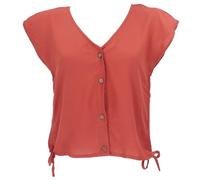 GURU SHOP Luftiges Boho Blusentop, Basic Sommertop mit Raffiniertem Rückenausschnitt - Rostorange, Damen, Synthetisch, Size:M