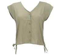 GURU SHOP Luftiges Boho Blusentop, Basic Sommertop mit Raffiniertem Rückenausschnitt - Salbei, Damen, Size:M