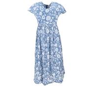 GURU SHOP Luftiges Boho Sommerkleid, Handbedrucktes Maxikleid, Baumwollkleid - Blau, Damen, Size:S