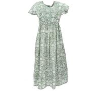 GURU SHOP Luftiges Boho Sommerkleid, Handbedrucktes Maxikleid, Baumwollkleid - Mintgrün, Damen, Baumwolle, Size:S