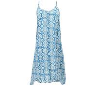 GURU SHOP Luftiges Sommerkleid, Strandkleid, Viskose, Maxilänge, Damen | Damenbekleidung, lockere Passform, verstellbare Träger, Blockdruck, angenehm leicht, ideal für Strand und Stadt