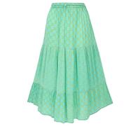 GURU SHOP Maxirock Batik, Langer Sommerrock, Farbenfroher Stufenrock - Hellgrün, Damen, Synthetisch