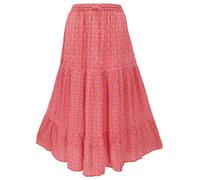 GURU SHOP Maxirock Batik, Langer Sommerrock, Farbenfroher Stufenrock - Himbeer, Damen, Synthetisch