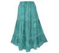 GURU SHOP Maxirock Batik, Langer Sommerrock, Farbenfroher Stufenrock - Petrol, Damen, Synthetisch