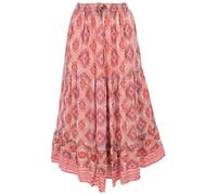 GURU SHOP Maxirock Batik, Langer Sommerrock, Farbenfroher Stufenrock - Rosa, Damen, Synthetisch